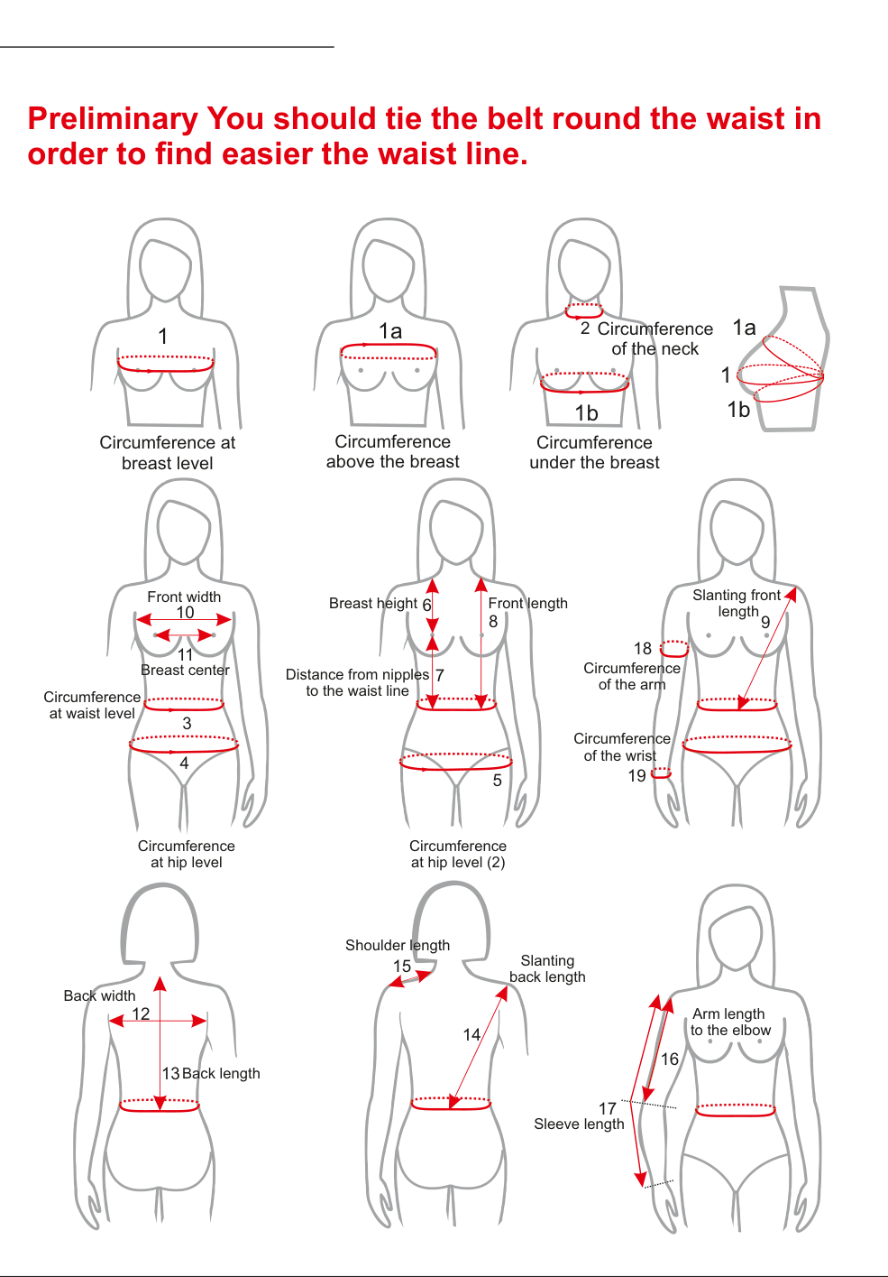 Front View Measurement Diagram